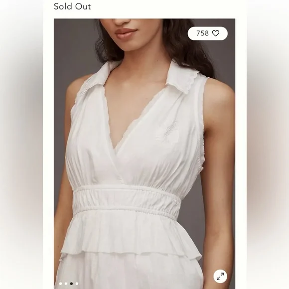 NWT Anthropologie Collared Halter Tiered Ruffled Mini Dress - Picture 3 of 11